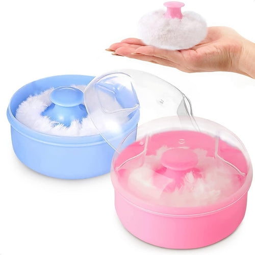 Baby Powder Container with Puff   2Pcs Body Powder Puff with Handle
