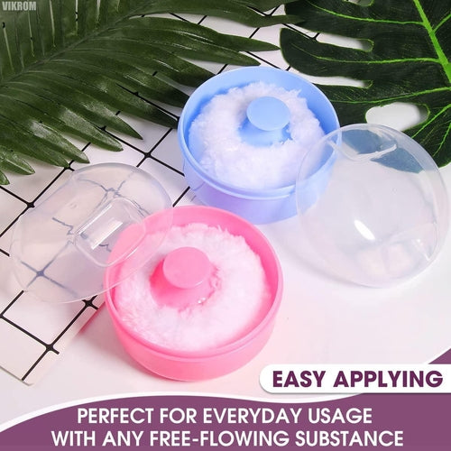 Baby Powder Container with Puff   2Pcs Body Powder Puff with Handle