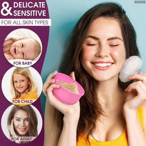 Baby Powder Container with Puff   2Pcs Body Powder Puff with Handle