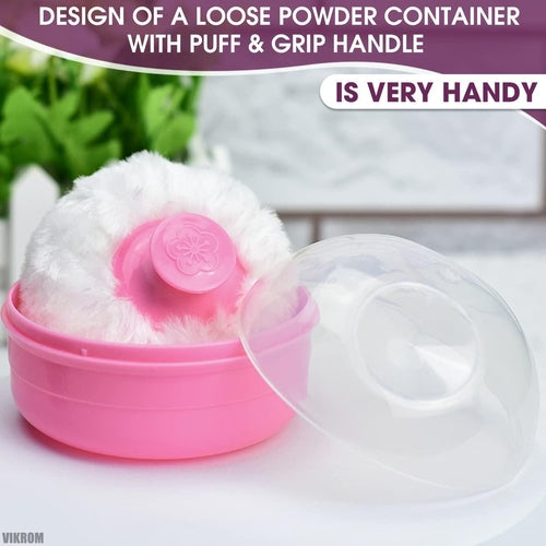 Baby Powder Container with Puff   2Pcs Body Powder Puff with Handle